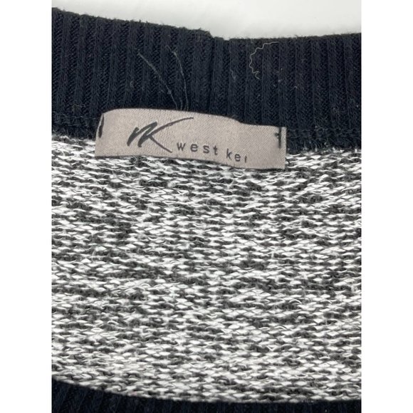 West Kei Women's Black White Knit Tunic Sweater Size XL Rhinestones Pearl Neck - Picture 5 of 10